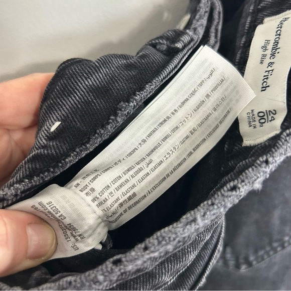 Abercrombie & Fitch High Rise Distressed Black Straight Leg Jeans Women’s 00/24” - Picture 8 of 9